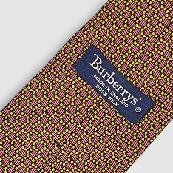 VTG Burberrys Geometric Print 100% Silk Necktie Tie Luxury Sophisticated Gift - Picture 4 of 6